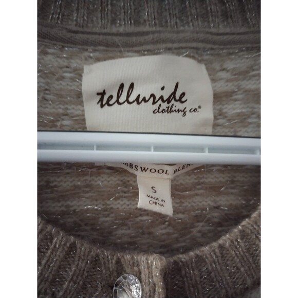 Telluride Clothing Co. Fair Isle Beaded Lambs Wool Cardigan Women's Size Small - Picture 5 of 9